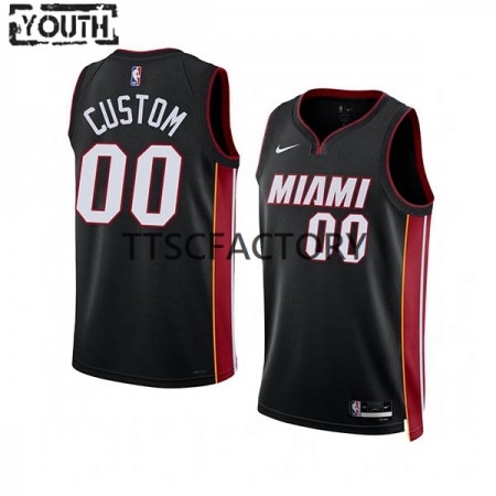 Maillot Basket Miami Heat Personnalisé Nike 2022-23 Icon Edition Noir Swingman - Enfant